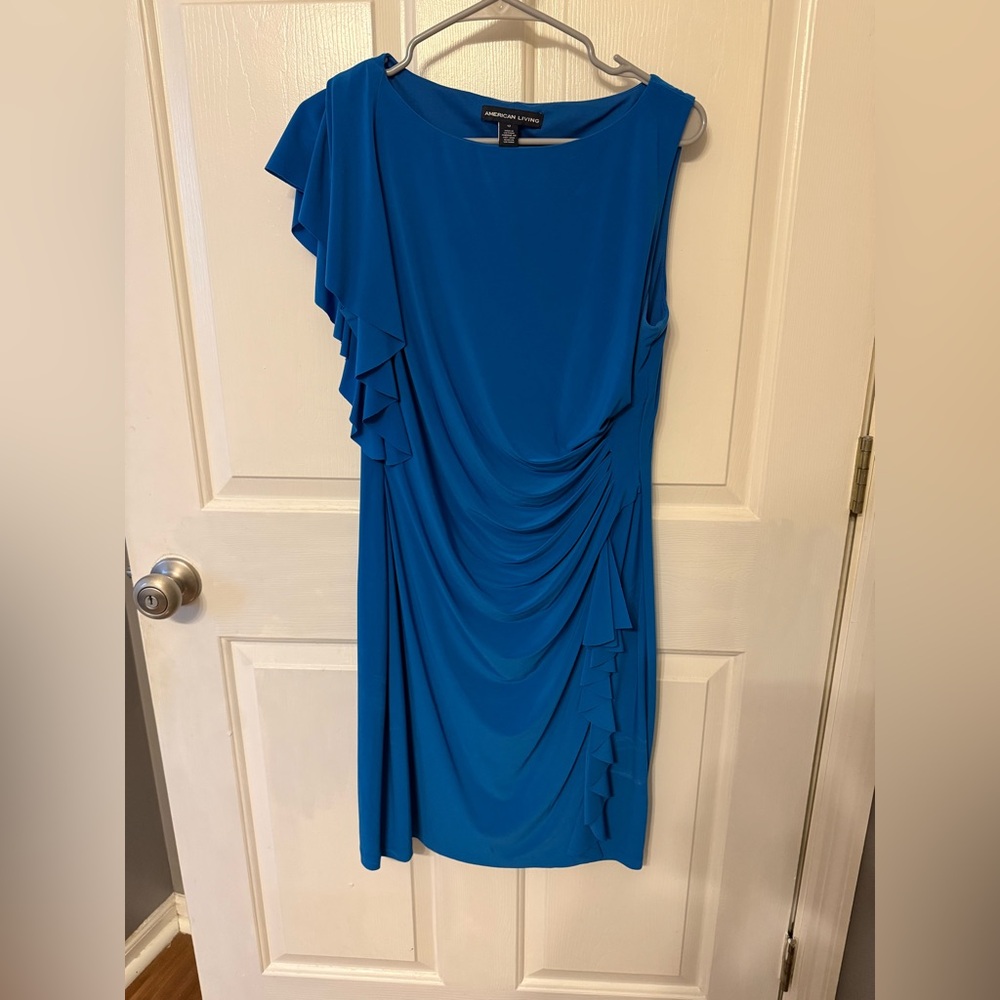 American Living Elegant Blue Draped Dress